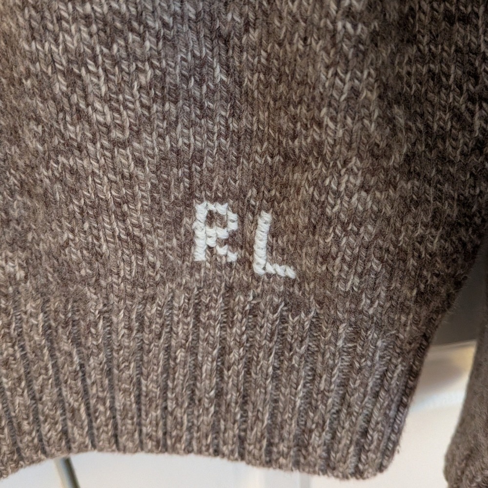 Polo Ralph Lauren Womens Polo Bear Brown Wool Cashmere Hooded Sweater Sz Med NWT - Picture 9 of 10